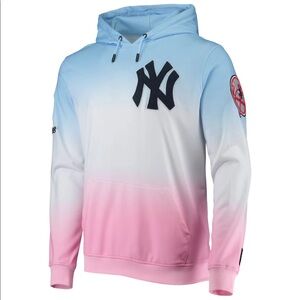 NEW Mens NY Yankees Licensed Blue/Pink Ombre Hoodie Jacket Sewn Patches XL